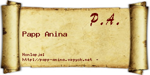 Papp Anina névjegykártya