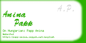 anina papp business card